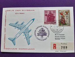 Flugbrief VADUZ-ZH-BEIRUT 3.IV.1963 !!!, eingeschrieben.