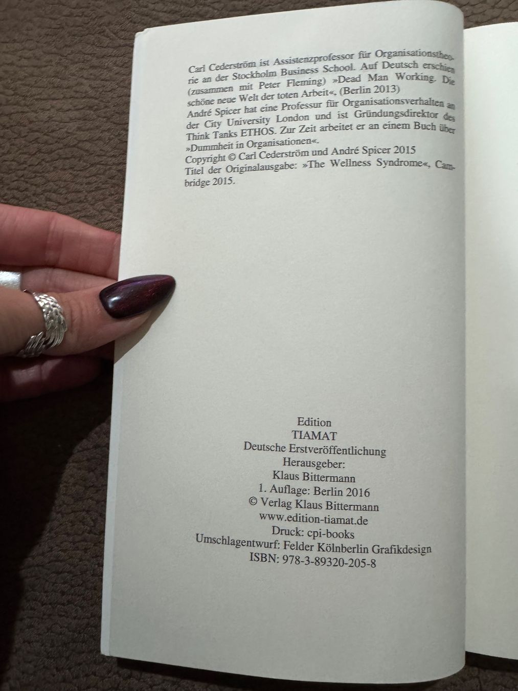 Bücher: C. Cederström & A. Spicer - Das Wellness Syndrom – Gebraucht aus Dietikon von MuNathy 2