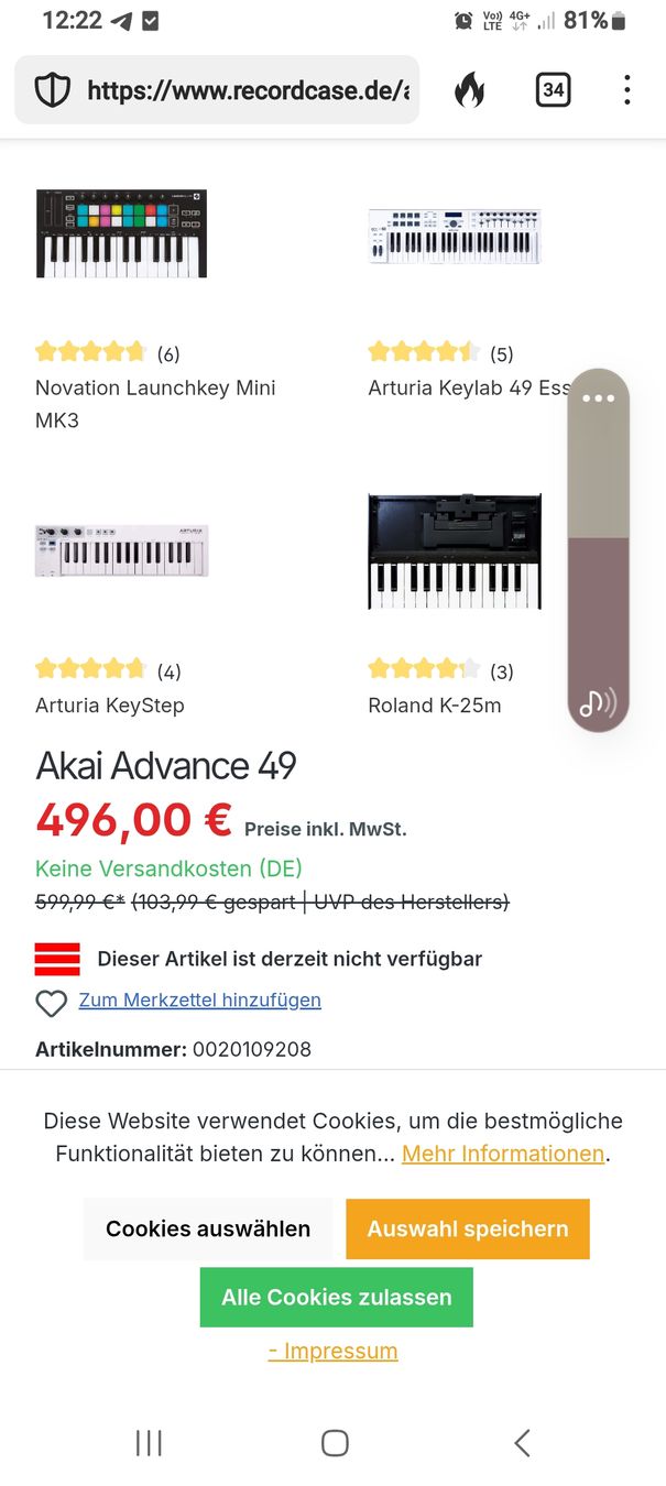 Akai Strumenti musicali: Keyboard Akai Advance 49 – Usato da Kriens venduto da BenjaminsTokey 2