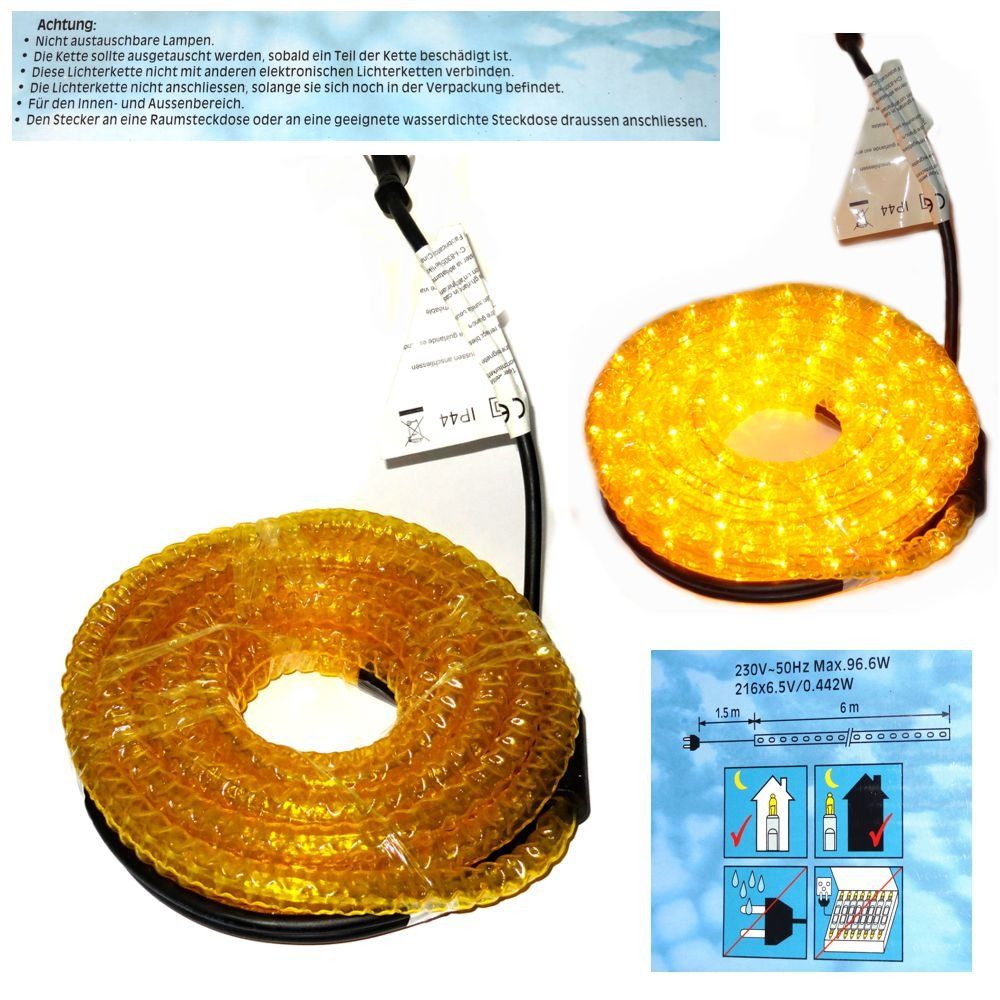 Ghirlande e barre luminose: Lichtschlauch 6m, Durchmesser 1.5cm Gelb – Nuovo e nell'imballaggio originale da Spreitenbach venduto da mario-shop.xs