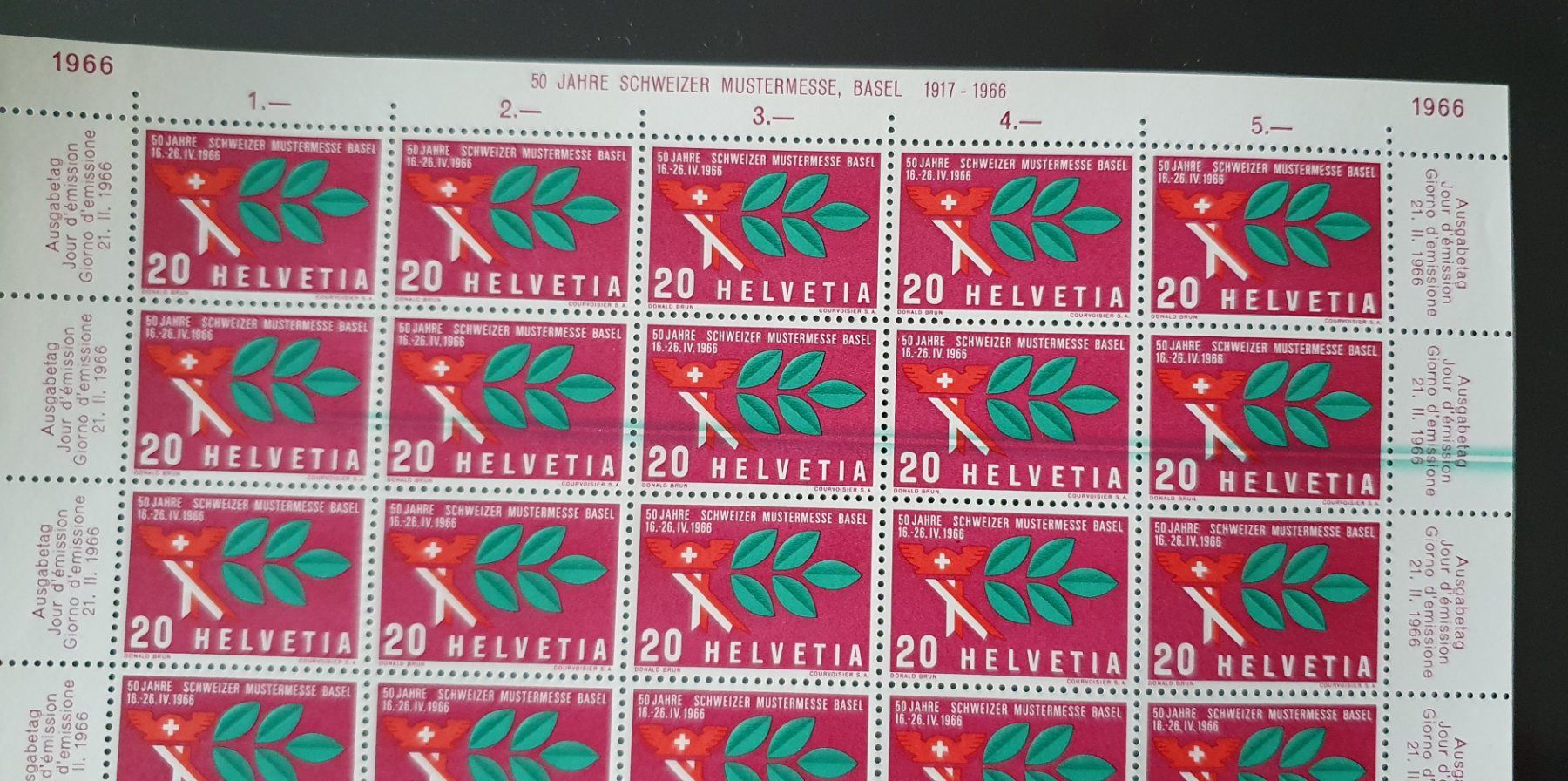 Tutti i francobolli: 1966 Bogen Nr.440 Rakelfehler, Wisch durch den Bogen – Usato da Kreuzlingen venduto da Rschweiz1 2