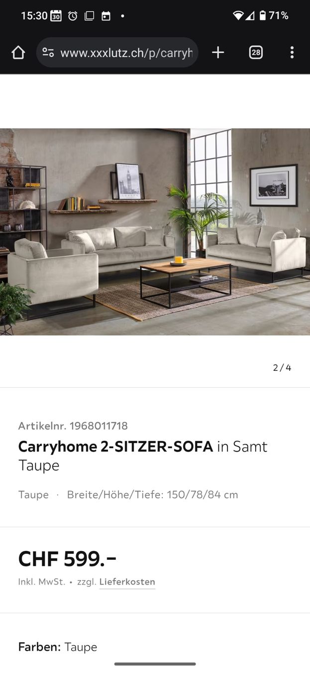 Divani: Sofa/Couch 2-Sitzer in taupe – Nuovo (secondo la descrizione) da Kriens venduto da ..stx.. 1