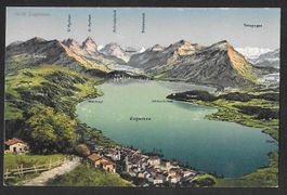 Zug mit Zugersee Panoramakarte