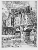 Albert Decaris - Le Pont St-Louis (Paris)