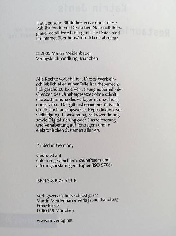 Libri: Restaurierungsethik- Katrin Janis – Nuovo (secondo la descrizione) da Burgistein venduto da LaLUZdelFARO 2