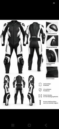 Motorradkombi Leder schwarz weiss für scöne Kurven