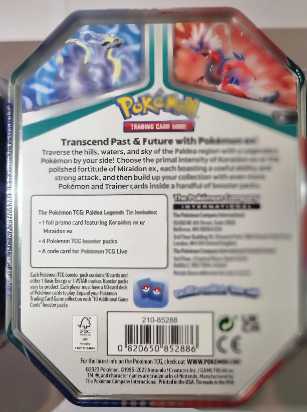 Pokémon Carte collezionabili: Paldea Legends tin  EX miascarade koraidon palmaval – Nuovo e nell'imballaggio originale da Les Cullayes venduto da yan_nvn9 6