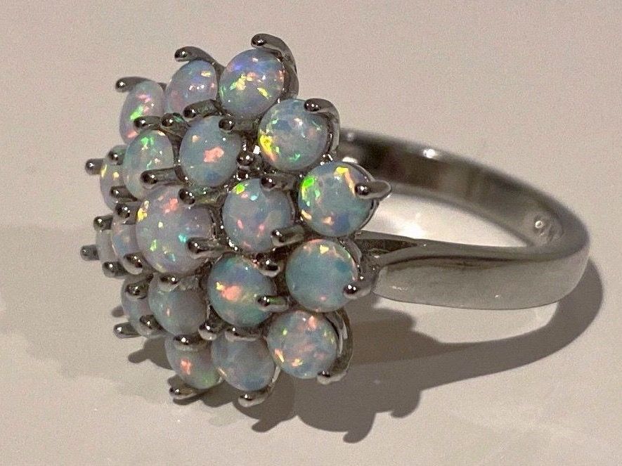 Anelli: Ring Silber 925 Weissgold vergoldet mit Opalen – Nuovo e nell'imballaggio originale da Matten b. Interlaken venduto da kero71 8