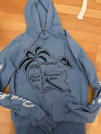 Vintage Dsquared2 Haiwaiian Pullover Hoodie blau Gr. S gut