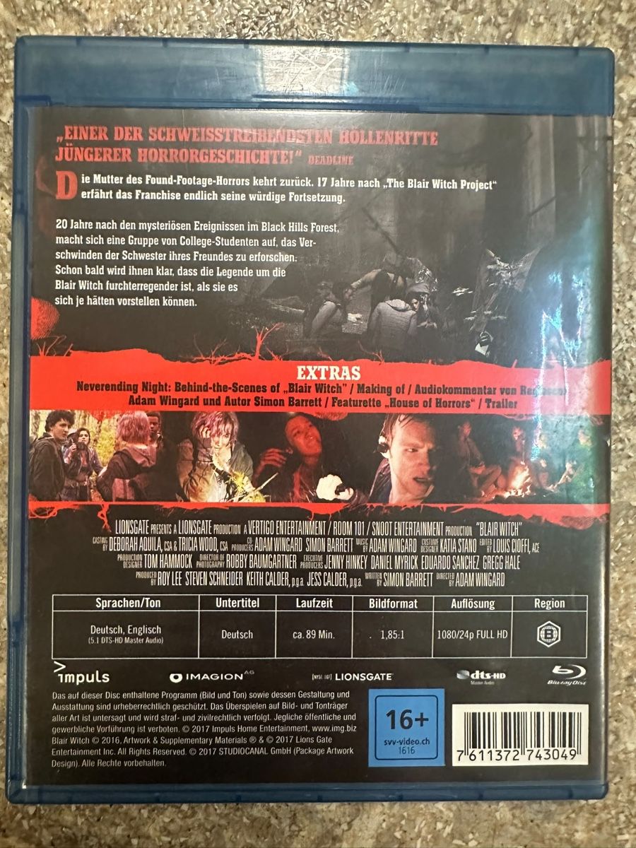 Tutti i DVDs: Blair Witch (2016) Blu-ray – Usato da Heimberg venduto da Blackwitch 1