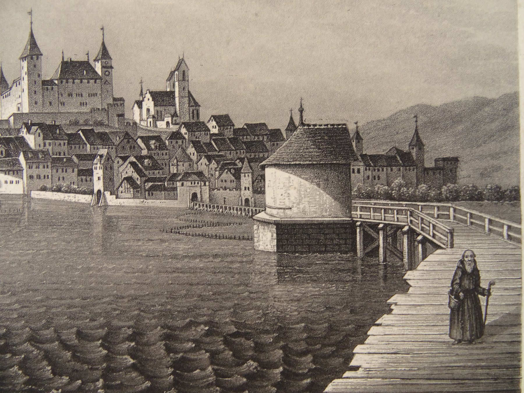 Incisioni: RAPPERSWIL, AQUATINTA 1867 – Usato da Grüningen venduto da Kartensammler 3
