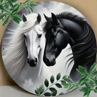 2-D DEKOSCHILD, METALL *PFERDE IN LOVE* 20X20CM NEU