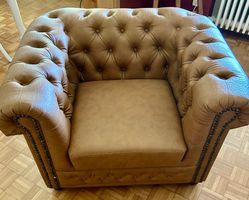 Chesterfield Sessel Kunstleder braun guter Zustand 2 Stück