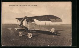 Foto-AK Sanke: Doppeldecker-Flugzeug der