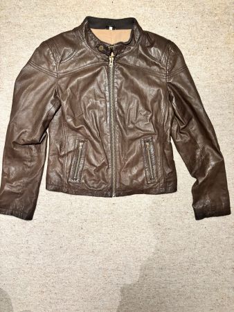 Yessica (C&A) Echtlederjacke Damen – Gr. 40 – Braun – Top Zu