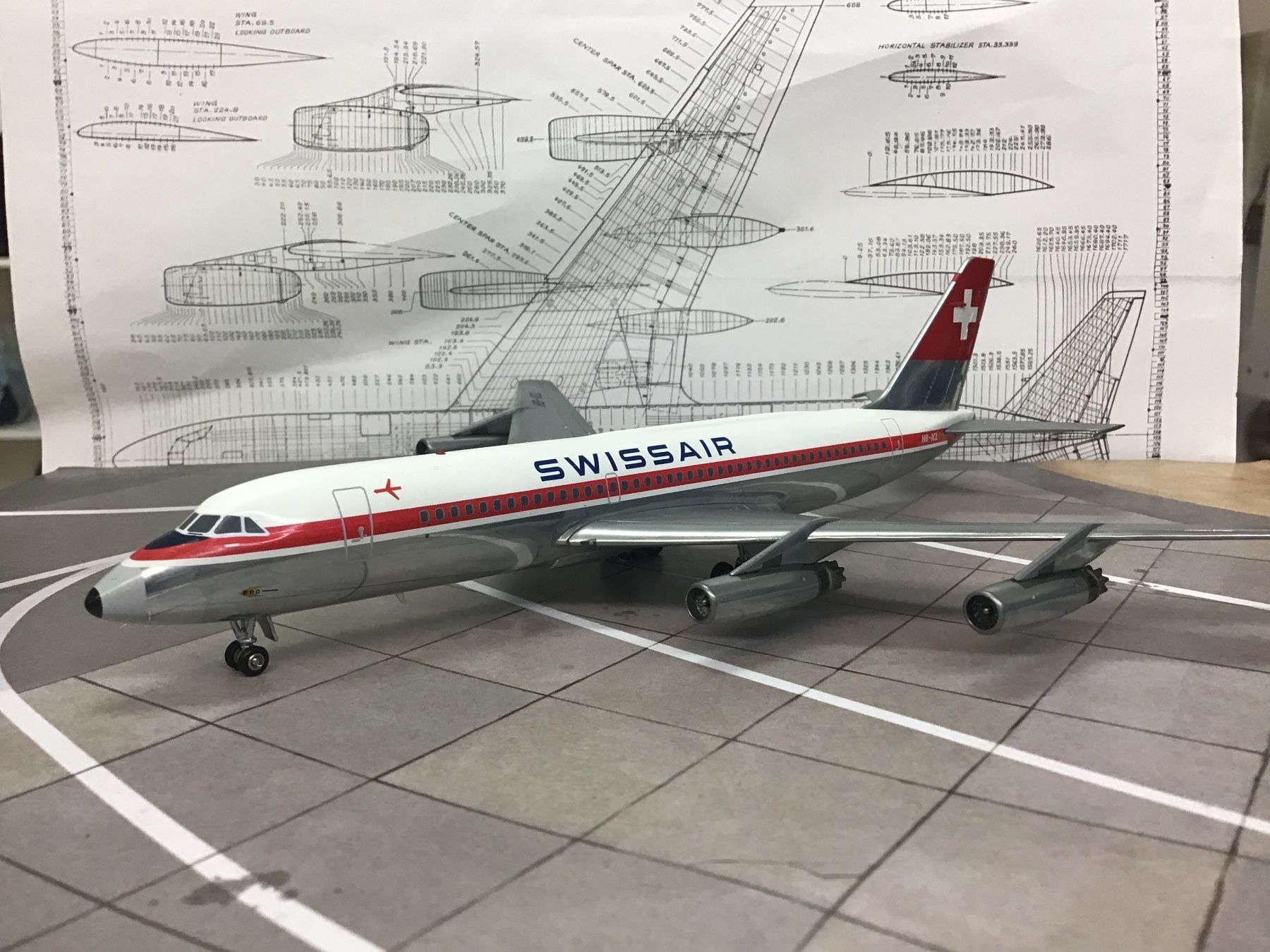 Swissair Kit di modellismo & Modellini statici: Convair 880 1:200 Sissair Inflight – Usato da Männedorf venduto da Modelle-aller-Art