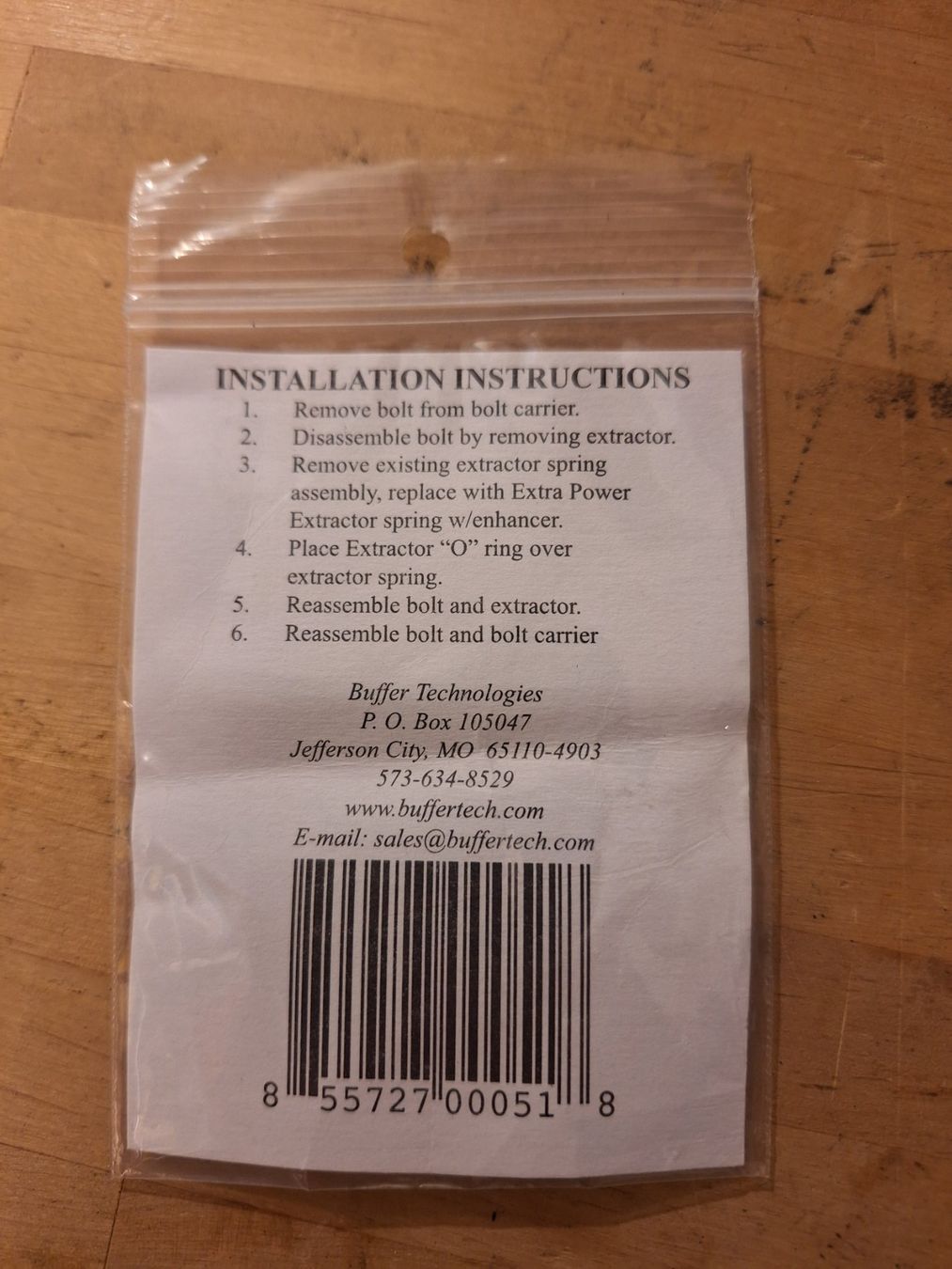Alle Werkzeuge: Ar15 M4 M16 BUFFER TECHNOLOGIES EXTRACTOR UPGRADE KIT – Neu und originalverpackt aus Winterthur von Destinatio 1