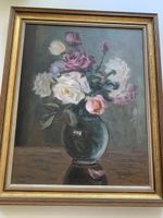 Superbe tableau ancien - Nature morte aux roses - Signé Gude