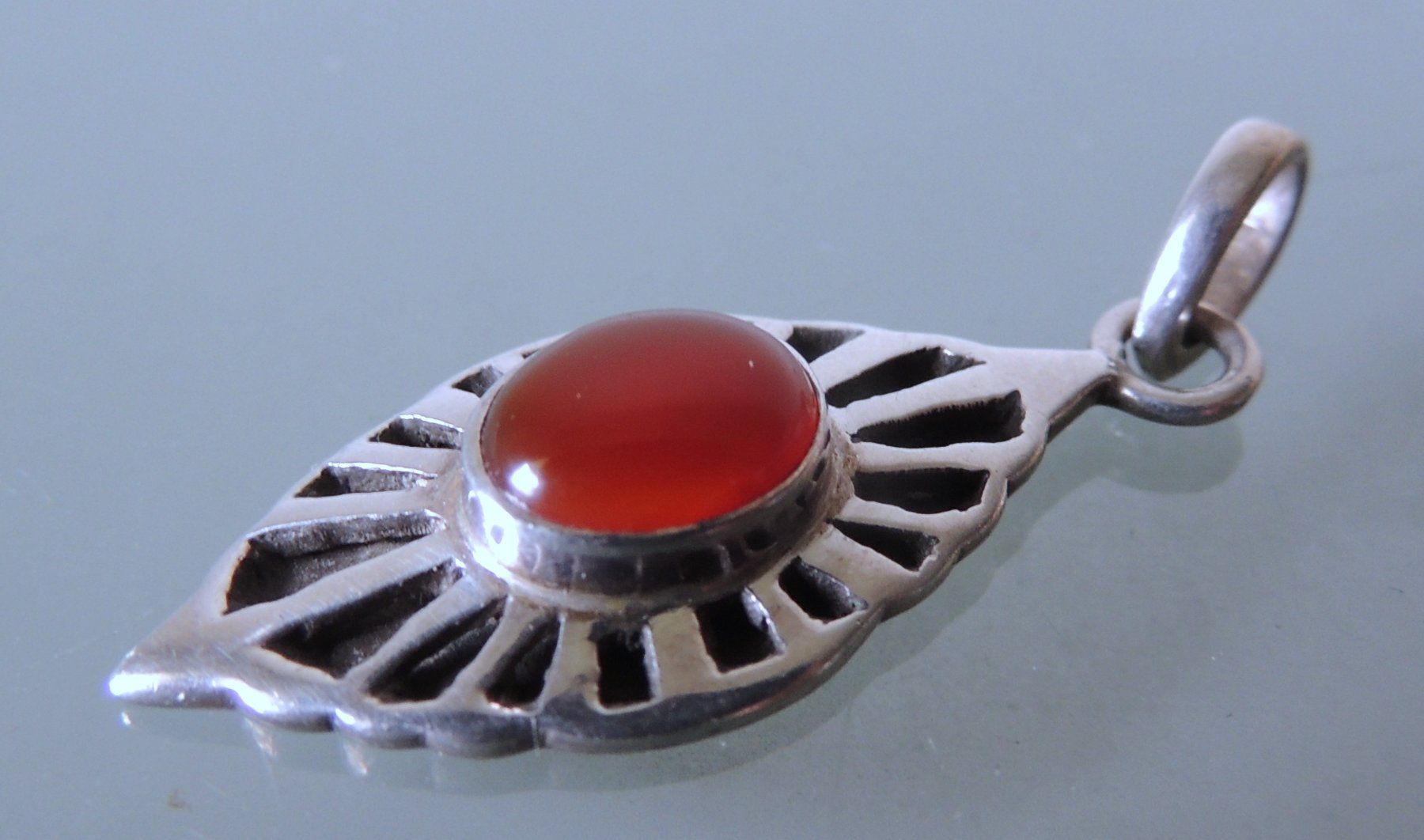 Ciondoli: Silber 925 Anhänger mit Karneol 40 mm – Usato da Waldenburg venduto da schaller707 1