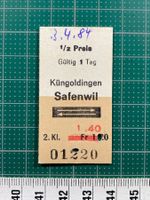 Küngoldingen - Safenwil, altes Bahn Billett, korrig. Preis