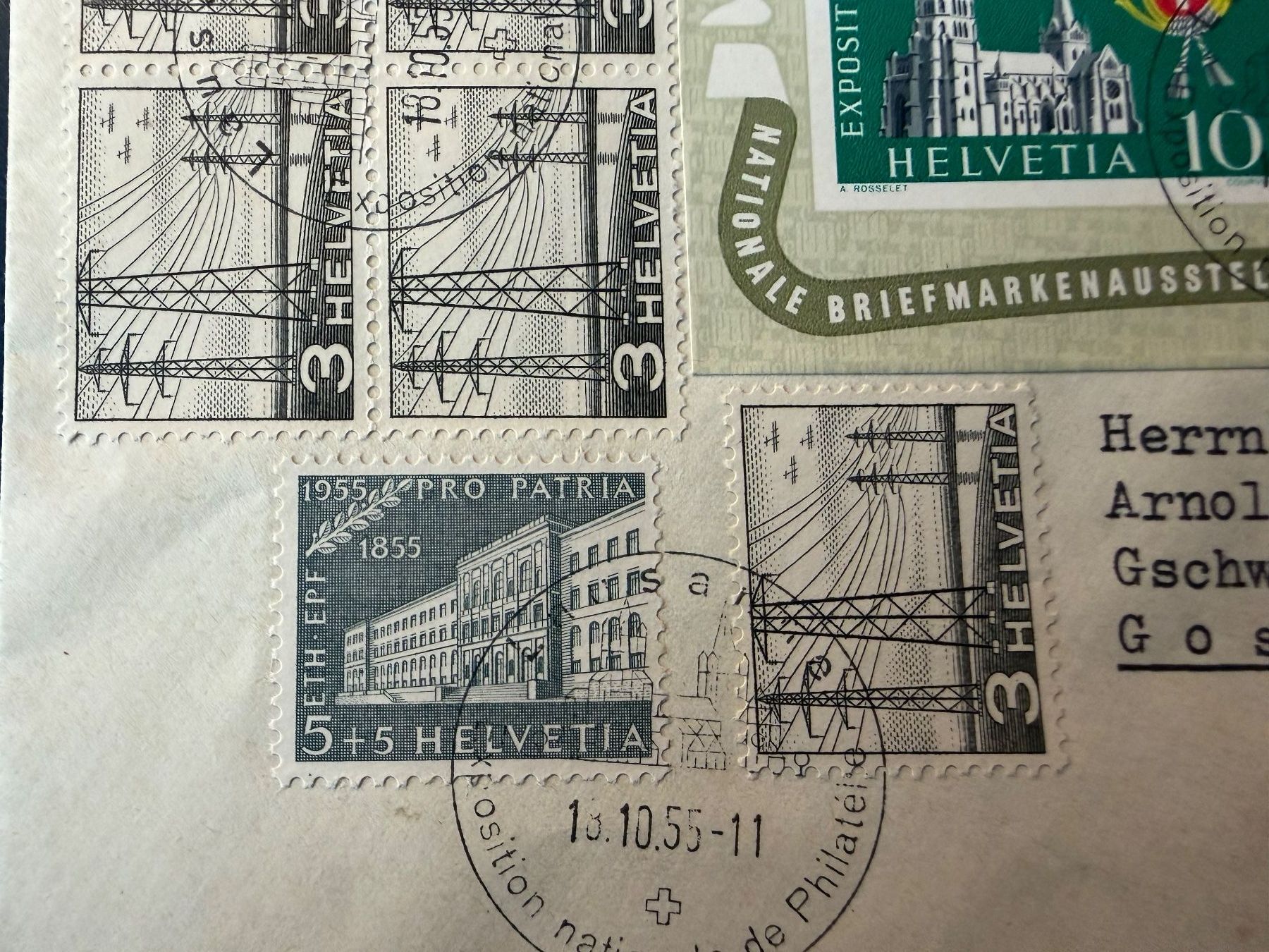 Alle Briefmarken: Lausanne Block 1955 auf Brief, super Stempel, – Gebraucht aus Oberhasli von Sicurezza 3