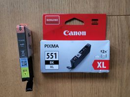 Originalle Druckerpatrone Canon PIXMA 551 BK XL und 551 Y
