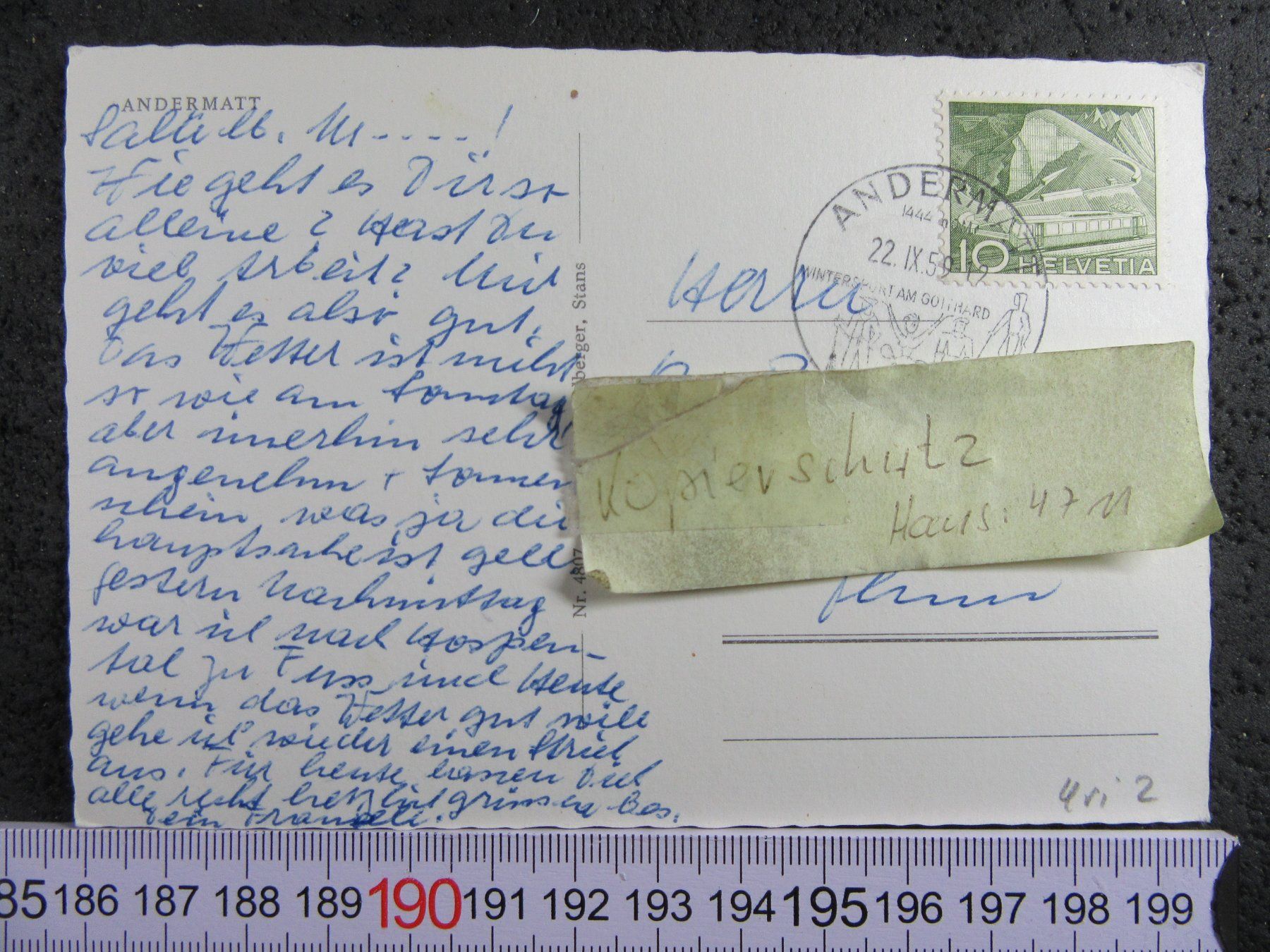 Cartoline postali: ANDERMATT URI AK 1959 – Usato da Ettingen venduto da Hausi4711 1