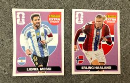 PANINI Extra-Sticker, 2 Stk.(Lionel Messi + Erling Haaland)