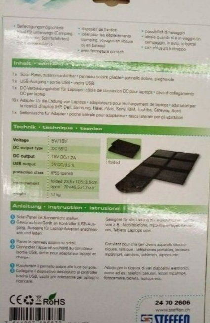 Dispositivi a energia solare: Steffen Sun Power Solar Panel 21W – Nuovo (secondo la descrizione) da Uerkheim venduto da Justi.y 3