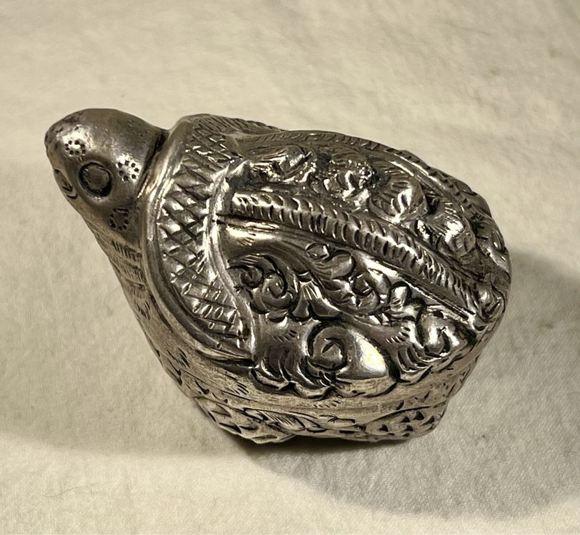 Ancienne Boîte à Pâte De Bétel En Argent - Inde - Forme Mangue - Artisanat Rare