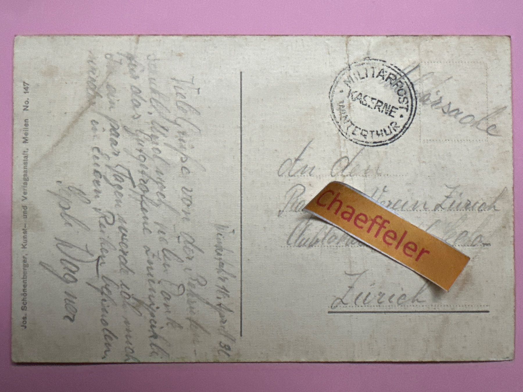 Cartoline postali: 1930 Militärposten Kaserne Winterhur – Usato da Zürich venduto da Chaeffeler 1
