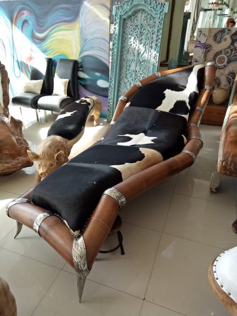 Sedie a sdraio: Couch Polstermöbel Lounge Liege Ottomane Bambus Leder Sofa – Nuovo e nell'imballaggio originale da Daisendorf venduto da Wohn-Kult 7