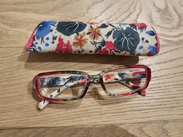Blumenmuster Lesebrille mit Etui, neuwertig, Top Zustand!