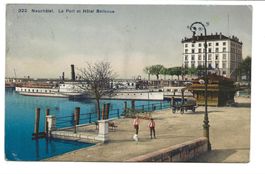 Neuchâtel (NE) Le Port et Hôtel Bellevue - Dampfschiff  1917