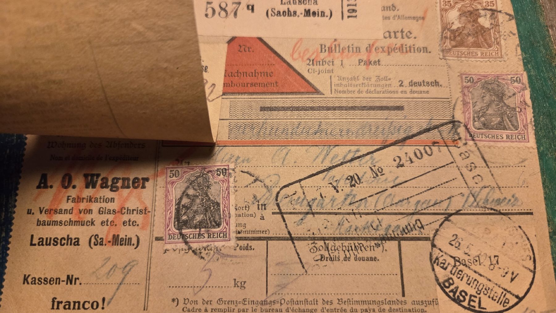 Tutti i francobolli: 1920 Paketkarte Lauscha Sachs.-Mein. – Usato da Arni AG venduto da Moth68 1