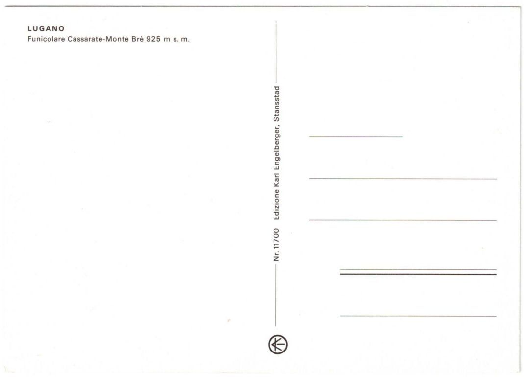 Cartoline postali: Lugano mit Standseilbahn Monte Brè – Usato da Binningen venduto da Mountainrider 1