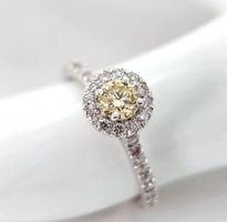 Bague en Or Blanc - 0.30ct Diamant Fancy yellow & Fancy Rose