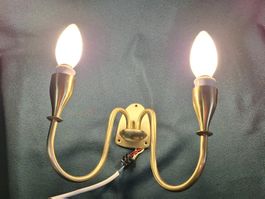 Vintage Wandlampe ,2 Leuchten , Messing -Porzellan