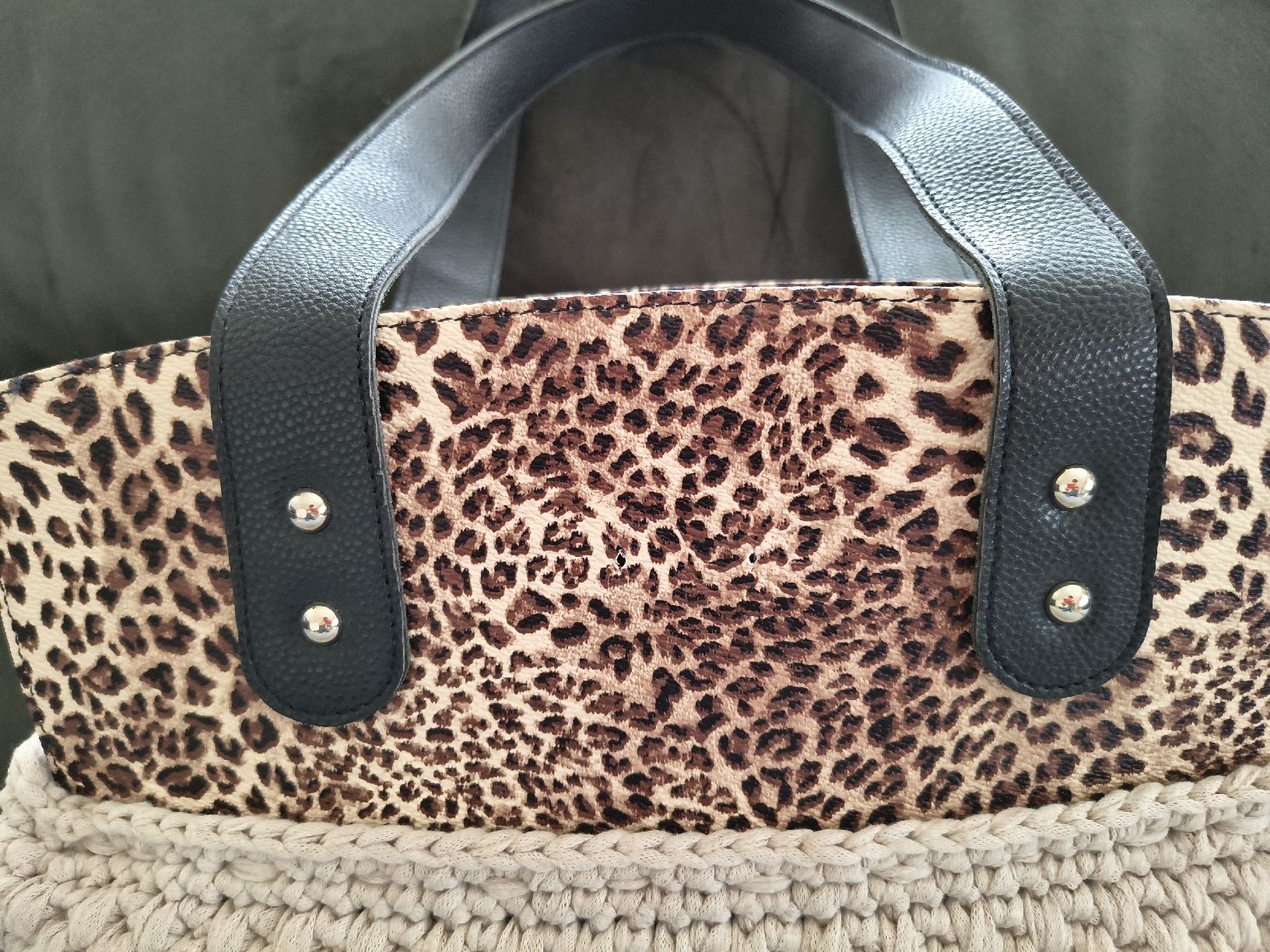 Borse da donna: Tasche, gestrickte mit Leopardenmuster – Nuovo (secondo la descrizione) da Winterthur venduto da donramimar 3