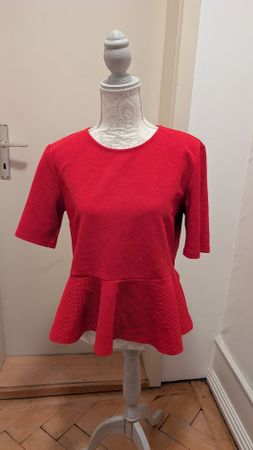 H&M Damen Peplum Top Rot Grösse L