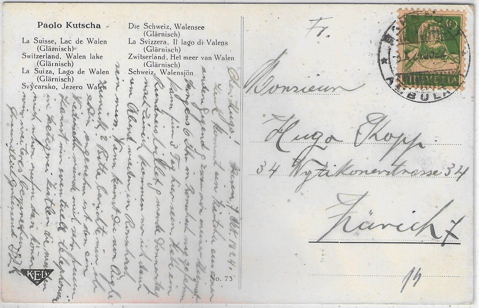 Cartes postales: Paolo Kutscha - Walensee - Lac de Walen – D'occasion à Ettingen par Kartenplanet 1