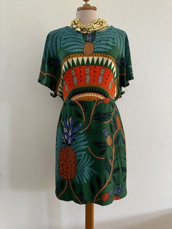 Robe verte imprimé ananas taille P viscose