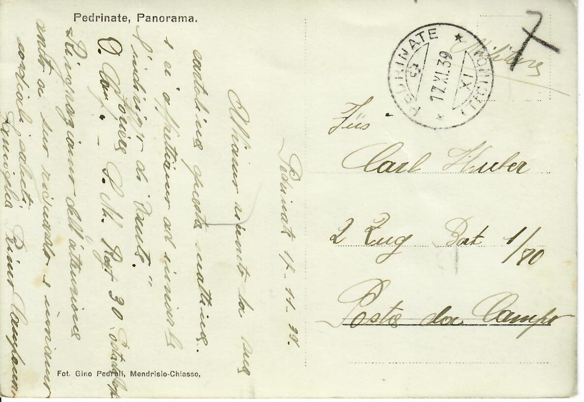 Cartoline postali: Pedrinate - Panorama 1939 – Usato da Hochdorf venduto da Ziegel-16 1