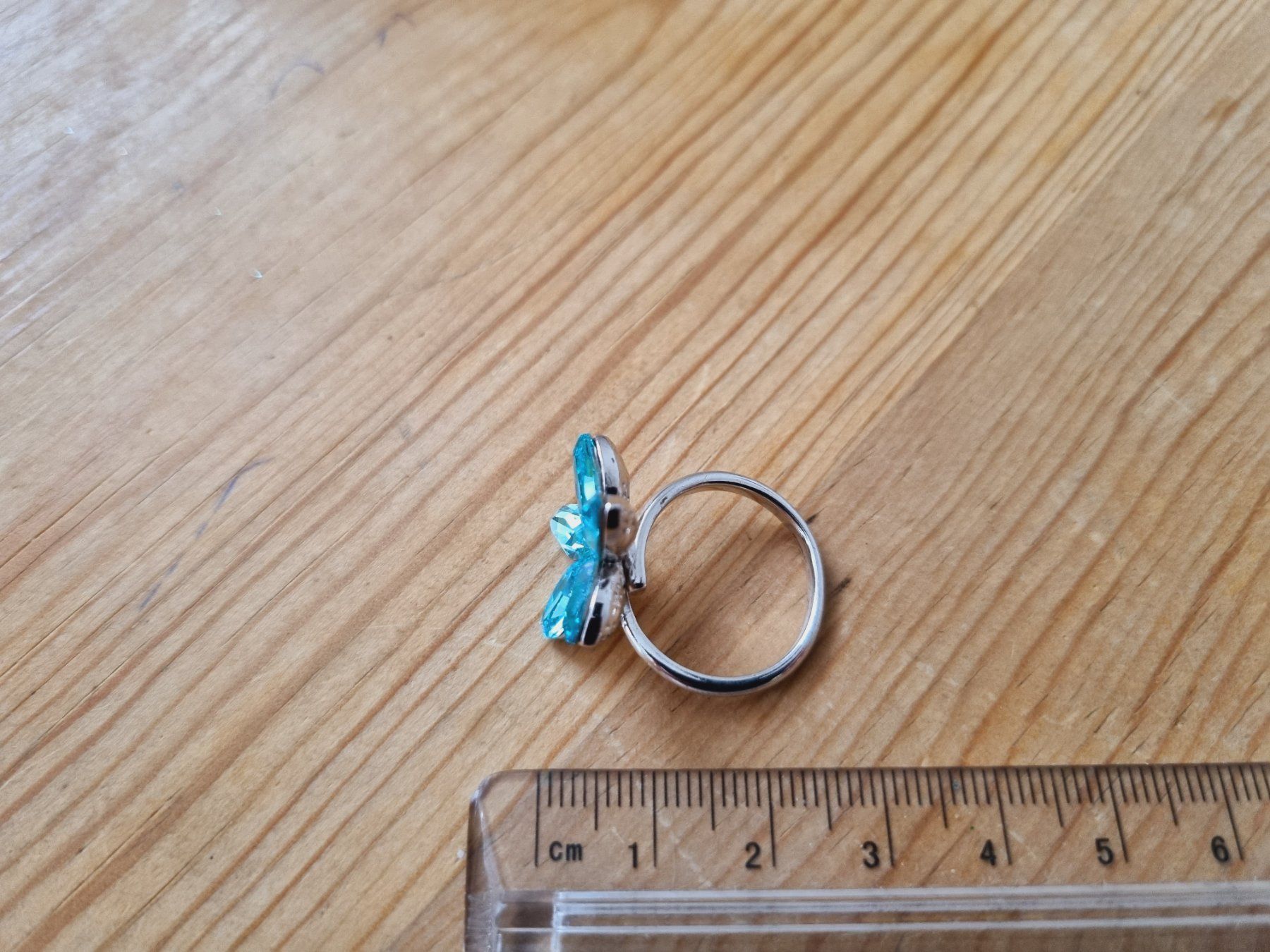 Anelli: Silberfarbiger Ring blaue Blume Strass – Usato da Meggen venduto da WeLoveVintage 2