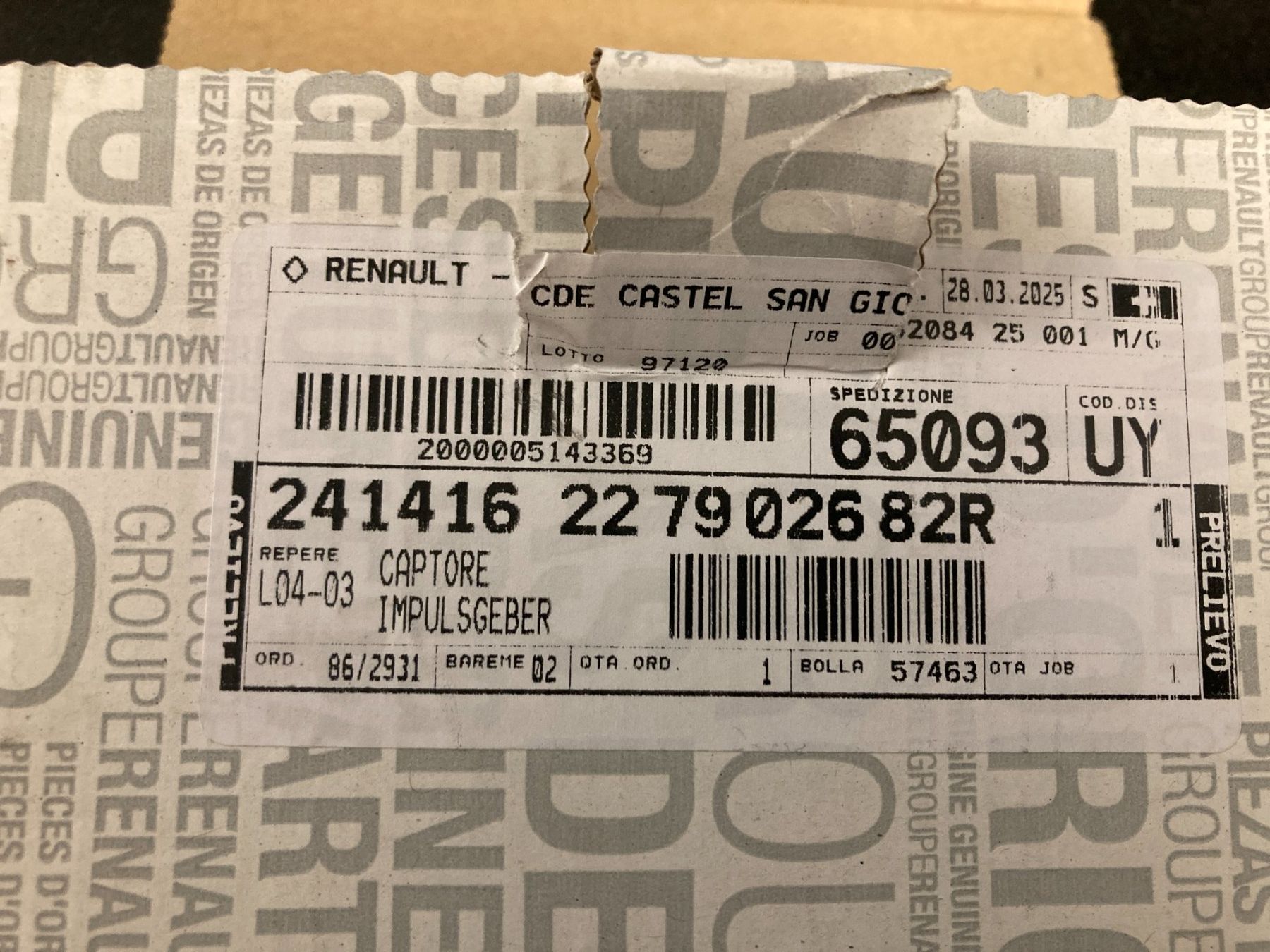 Renault Tutti pezzi di ricambio auto: NOX Sensor Renault Trafic 227902682R – Usato da Cham venduto da WB2223 4