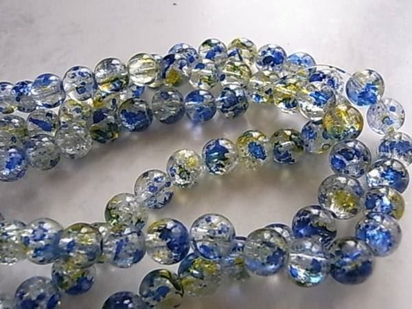 Perle (finte): Perlen Glas 8mm blau-gelb  1 Strang – Nuovo (secondo la descrizione) da Alpnachstad venduto da perlengaby 2