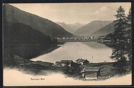 Davos, Davoser See, Seeblick mit Bergpan