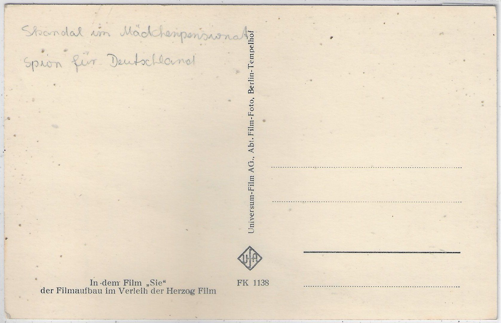 Ansichtskarten: Walter Giller in "Sie" Schauspieler - UFA – Gebraucht aus Ettingen von Kartenplanet 1