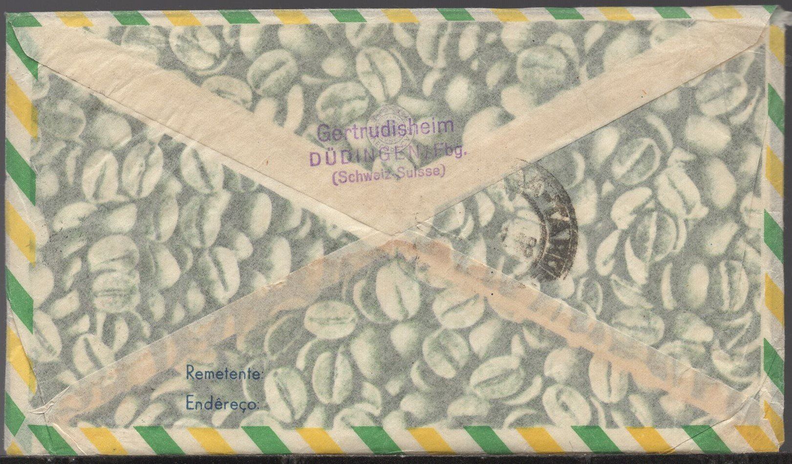 Alle Briefmarken: DÜDINGEN 29.V.49   nach  s. PAULO – Gebraucht aus Aarau von kufi44 2
