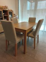 Extendable dining table with 4 chairs, light beige, good con